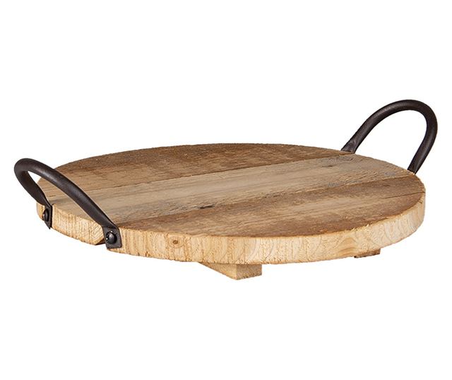 Set od 2 smeđa metalna drvena pladnja 26x2 cm