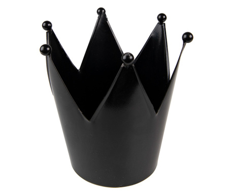 Suport lumanare metal negru Coroana 18x21 cm