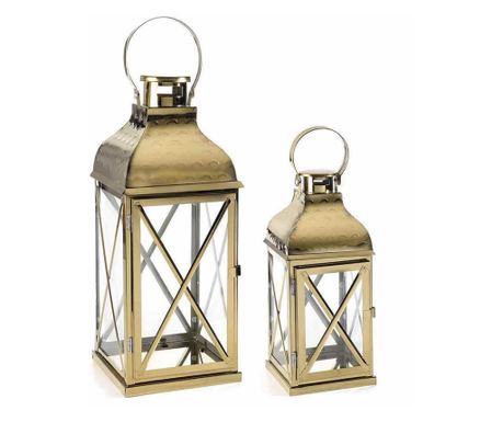 Set od 2 zlatne metalne svjetiljke - 14x14,5x33 cm i 19x19x47,5 cm