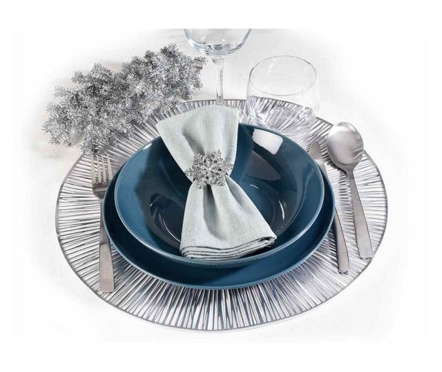 Set od 12 srebrnih plastičnih držača za tanjure 38 cm