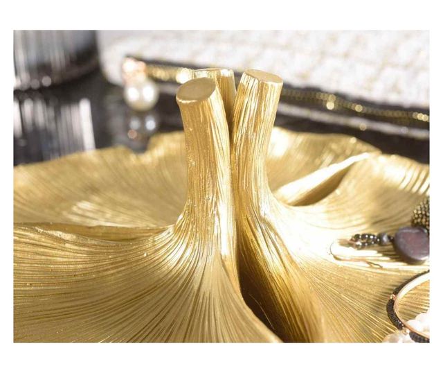 Διακοσμητικός Δίσκος Ginko Golden από Πολυρητίνη 24x8 εκ.