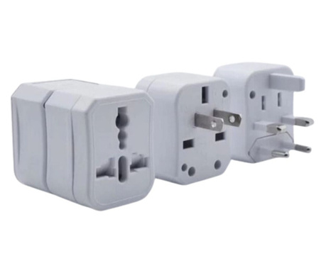 Adaptor Priza International 3 in 1 Alb, Andowl Q-993