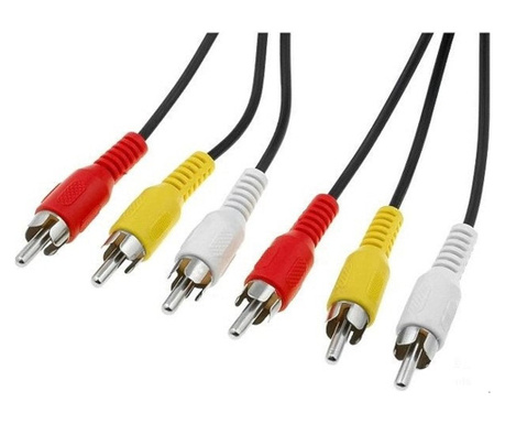 Cablu AV 3RCA-3RCA Quality, 1.5 M Lungime, pentru TV, DVD Player sau Gaming