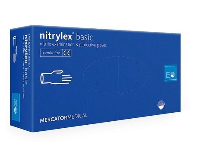 Set 100 bucati Manusi Nitrylex basic, Nitril, nepudrate, albastru inchis, marimea XL