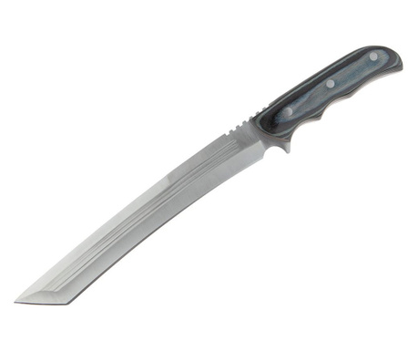 IdeallStore® vadászmachete, Seax Blade, 45 cm, rozsdamentes acél, szürke, bőr burkolat mellékelve