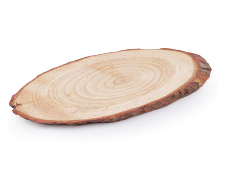 Platou oval decorativ din lemn nelacuit Kyrra, 8 x 18 cm Ivory