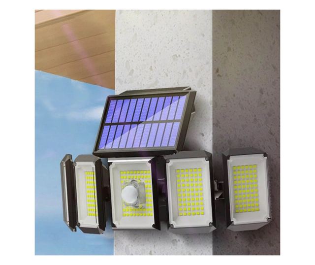 Lampa solara rotativa cu 5 panouri, 300 LED