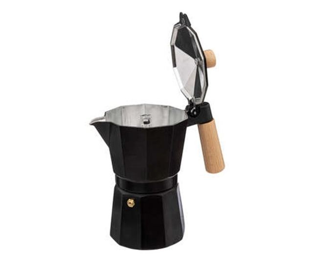 Espressor aragaz Pissa, aluminiu, negru, 6 portii, 375 ml