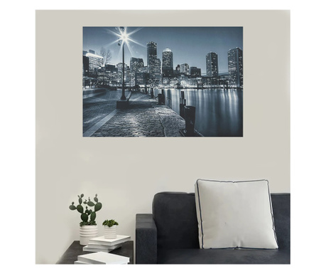 Tablou Canvas cu led, City Night, Gri, 35x50 cm