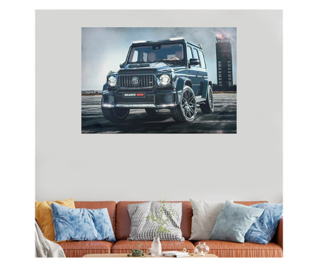 Tablou Canvas cu led, Mercedes Brabus, negru, 45x65 cm