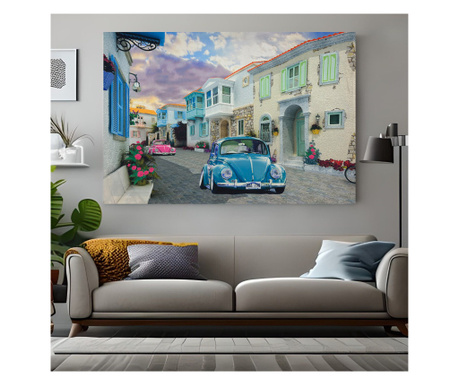 Tablou Canvas cu led, Peisaj Vintage, Multicolor, 70x100 cm