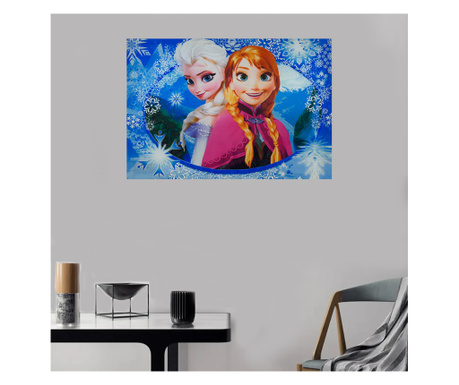 Tablou Canvas copii cu led, Elsa si Anna, multicolor, 45x65 cm