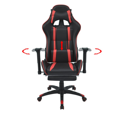 piros dönthető versenyautó ülés alakú irodai szék lábtartóval