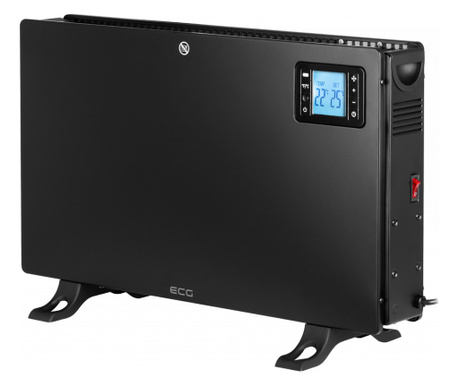 Convector electric de podea ECG TK 2080 DR negru, 2000 W, 3 trepte, termostat, LCD