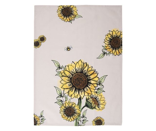 Set 3 prosoape bucatarie bumbac multicolor Floarea Soarelui 50x70 cm