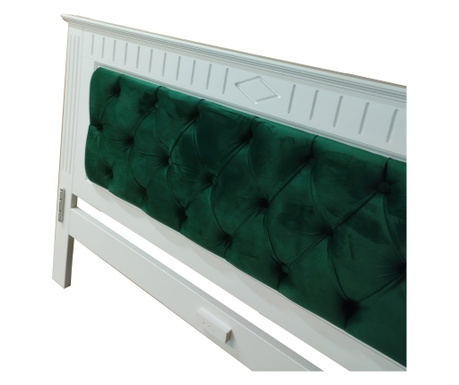 Pat Adele cu sertar, tapitat verde smarald, Lemn Masiv, 180x200