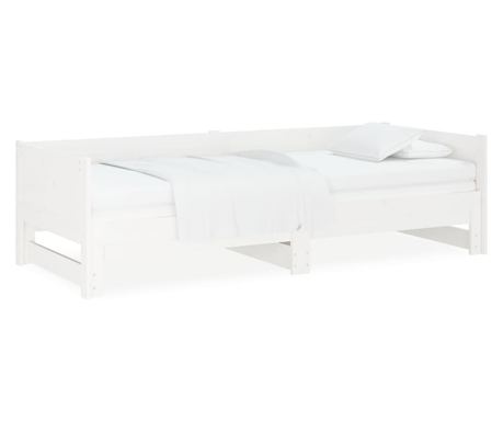 fehér tömör fenyőfa kihúzható kanapéágy 2x(80x200) cm