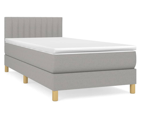világosszürke szövet rugós ágy matraccal 90x190 cm