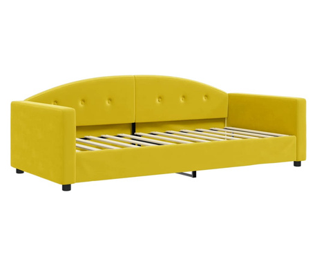 sárga bársony kanapéágy 90 x 200 cm