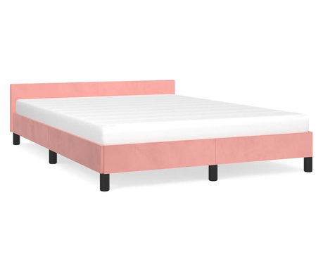 rózsaszín bársony ágykeret fejtámlával 140 x 200 cm