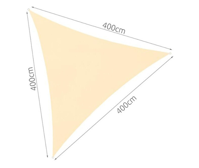 Lombkorona napellenző, Gardlov, háromszög alakú, 3 húrral a szereléshez, fémgyűrűk, bézs, 4x4x4 m