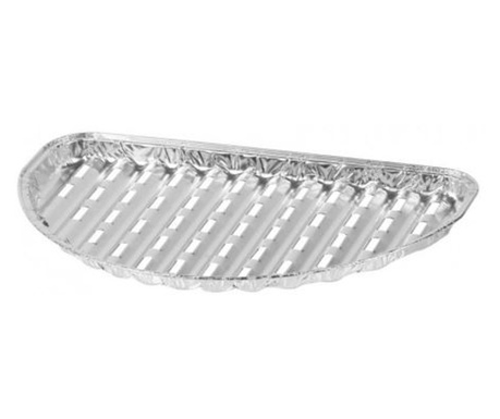 Tava aluminiu de unica folosinta, semirotunda, pentru gratar, perforata, set 4 buc, 33x19x2 cm, Magic Home