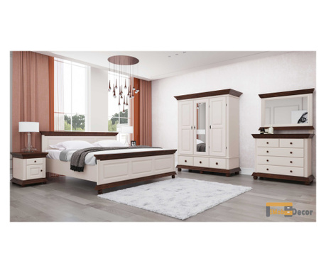 Dormitor Luxus lemn masiv Alb/Nuc
