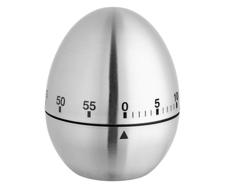 Timer analog pentru bucatarie EGG, forma ou, otel inoxidabil, argintiu, TFA 38.1026