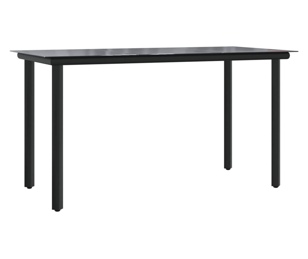 Градински комплект мебели, 7 части, Черен, Текстилен и Стомана - 6