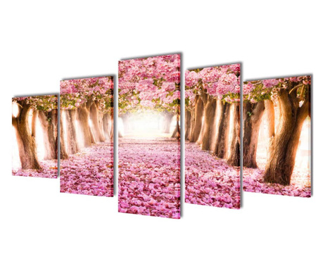 Set tablouri imprimate pe pânză Cireși înfloriți, 100x50 cm