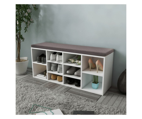 242554 Shoe Storage Bench 10 Compartments White