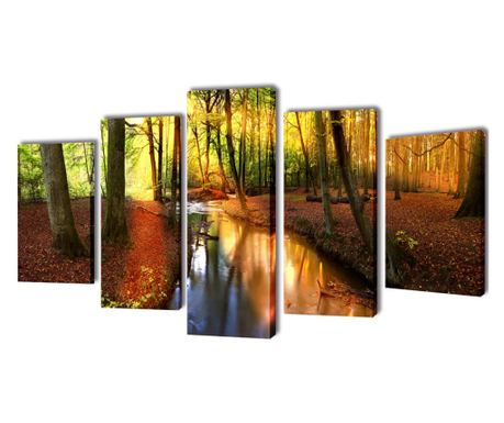 Set zidnih slika s printom šume, 200 x 100 cm
