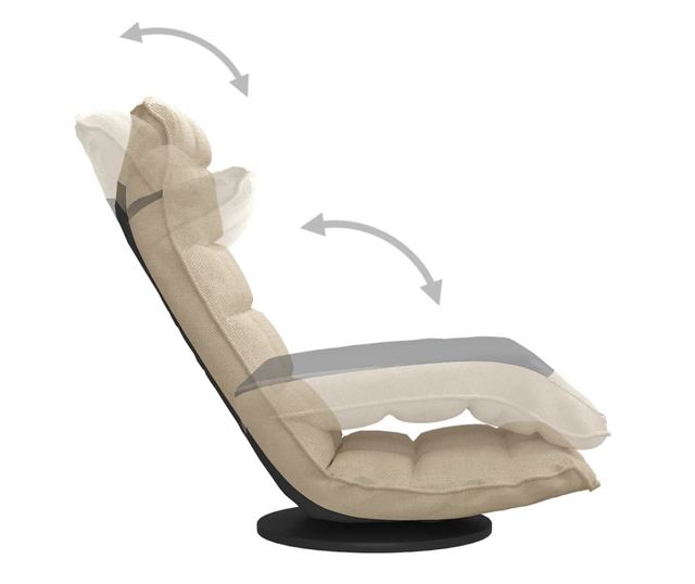 Zakretna podna stolica, krem, tekstilni materijal