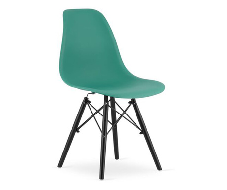 Стол в скандинавски стил, Меркатон, Осака, PP, дърво, зелено и черно, 46x54x81 см