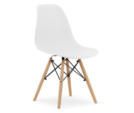 Skandináv stílusú szék, Mercaton, Osaka, PP, fa, fehér, 46x54x81 cm