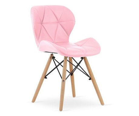 Skandináv stílusú szék, Mercaton, Lago, öko-bőr, fa, rózsaszín, 47x52x73 cm