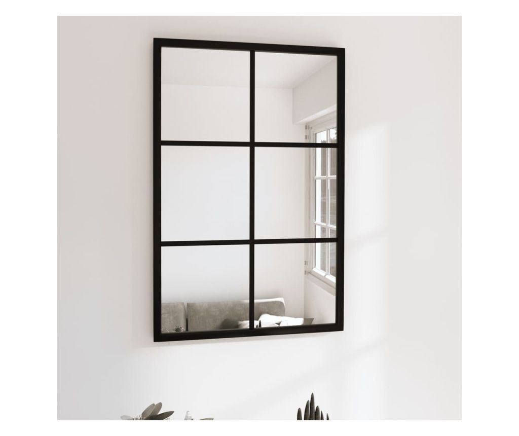 Oglindă de perete, negru, 60 x 40 cm, metal