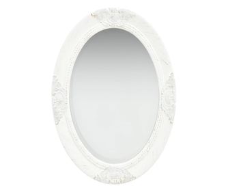 Oglindă de perete în stil baroc, alb, 50 x 70 cm