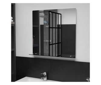 Стенно огледало с рафт, 60 x 60 см, закалено стъкло