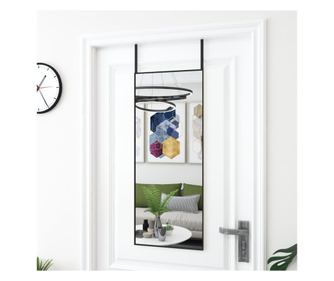 Ogledalo za vrata, crno, 40x100 cm, staklo i aluminij