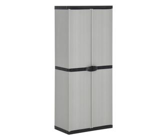 Dulap de depozitare grădină cu 3 rafturi gri/negru 68x40x168 cm