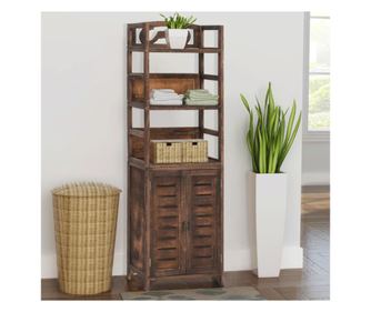 Sötétbarna könyvespolc 46x24x140 cm tömör paulownia fából