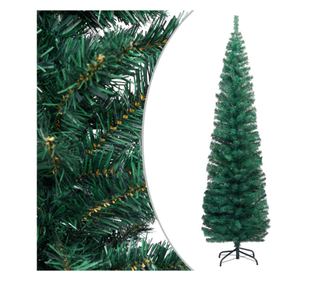 Umjetno božićno drvce tanko sa zelenim postoljem 180 cm PVC