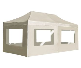 Sklopivi šator za zabave sa zidovima, krem, 6 x 3 m, aluminij