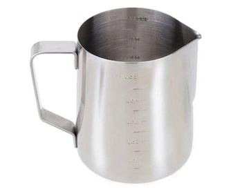 Cana din inox cu gradatie, latiera pentru spumare cu maner, cana de lapte sau cappucino, cu cioc, cana pentru bar, cana barista,