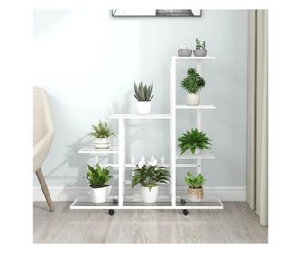 Stalak za cvijeće s kotačima, 94,5x25x92,5 cm, bijeli, metal