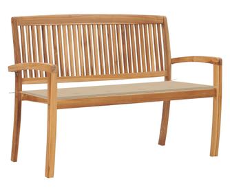 Stogljiva vrtna klupa s jastukom, 128,5 cm, masivno tikovo drvo