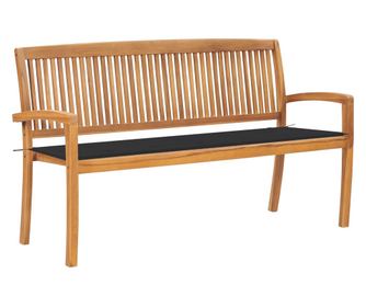 Stogljiva vrtna klupa s jastukom, 159 cm, masivno tikovo drvo