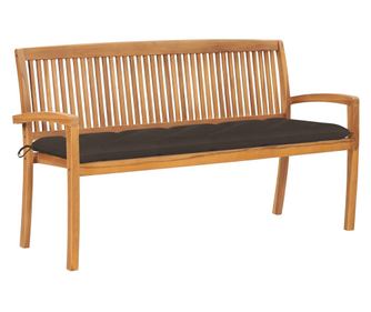 Stogljiva vrtna klupa s jastukom, 159 cm, masivno tikovo drvo