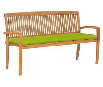 Stogljiva vrtna klupa s jastukom, 159 cm, masivno tikovo drvo